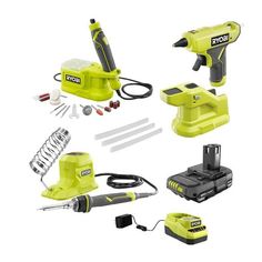 a cordless drill and other tools are shown in this image