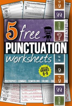 five free punctuation worksheets for kids to use in the classroom