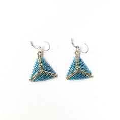 Nickel-free Triangle Earrings As Gift, Triangle Single Earring As Gift, Triangle Shaped Single Earring As A Gift, Hypoallergenic Triangle Earrings For Gift, Triangle Earrings As Gift, Triangle Pierced Earrings As Gift, Triangle Pierced Earrings Gift, Modern Blue Earrings For Party, Blue Sterling Silver Single Earring