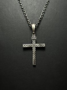 Sterling Silver Crucifix Necklace - Elegant Christian Jewelry, Cross Pendant, Religious Statement Piece. Luxury Silver Cross Necklace As Gift, Classic Handmade Cross Jewelry, Sterling Silver Crucifix Jewelry For Formal Occasion, Luxury Silver Cross Necklace For Formal Occasions, Handmade Cross Necklace For Formal Occasions, Classic Sterling Silver Engraved Cross Necklace, Luxury Sterling Silver Cross Necklace In Silver, Classic Engraved Sterling Silver Cross Necklace, Sterling Silver Cross Necklace With Intricate Design