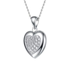 Sterling Silver Cubic Zirconia 21X14MM 18" Heart PendantHearts symbolize love and affection for someone. They are the ideal gift to celebrate friendship devotion and enduring love. The creation of the heart shape to signify love was first reported at the end of the Middle Ages. Double Heart Cubic Zirconia Necklace As Gift For Her, Double Heart Cubic Zirconia Necklace For Her, Valentine's Day White Gold Heart Necklace With Cubic Zirconia, Cubic Zirconia Heart Pendant Necklace For Valentine's Day, Diamond Double Heart Necklace With Heart Charm, Heart Cut Birthstone Necklace For Valentine's Day, Diamond White Heart Necklace With Heart Charm, Heart Necklace With Heart Charm For Anniversary, Diamond White Necklaces For Valentine's Day