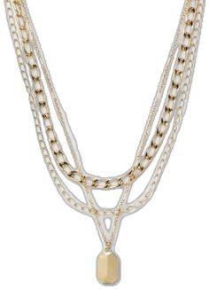 Trendy White Chain Necklace For Layering, White Multi-strand Double Chain Necklace, Trendy White Link Necklaces, Trendy White Link Necklace, Trendy White Chain Necklace With Adjustable Chain, Trendy White Chunky Chain Necklace, Trendy White Metal Layered Necklace, Chic White Chunky Chain Necklace, White Layered Necklace With Adjustable Metal Chain