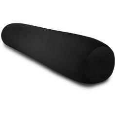 a black pillow on a white background with no image in the frame to describe it