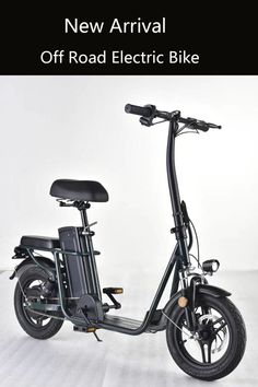 an electric scooter is shown with the words new arrival off road electric bike