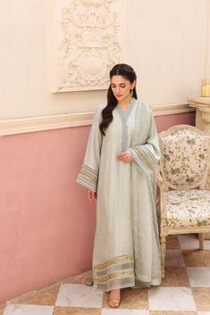 PAREEHA Long Kameez, Embroidered Dupatta, Raw Silk, Mint Green, Beautiful Design, Must Haves, Hand Crafted, Trousers, Mint