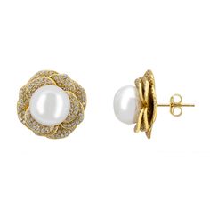 These exquisite earrings showcase a flower design with petals sparkling with intricate zirconia detailing. At the centre sits a classic pearl, perfect for brides who wish to blend traditional elegance with modern style on their special day. Pearls have always symbolized class and elegance, tracing back to ancient times when they were thought to bring luck and good fortune to the wearer. This timeless symbolism makes pearl jewellery a wonderful gift for engagements, weddings, or any special occas Stud Earrings Gold, August Birthstone Jewelry, July Birthstone Jewelry, Pearl Jewellery, Pearl Jewellery Earrings, Jewelry Ring Box, Men's Jewelry Rings, August Birth Stone, Evil Eye Jewelry