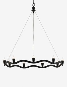 a black chandelier with five lights hanging from it