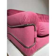 Pink corduroy sofa by Piazzesi with a metallic frame. This piece is attributed to the mentioned designer/maker. It has no attribution mark and no   official proof of authenticity,   however it is well documented in design history. I take full responsibility for any authenticity         issues arising from misattribution 70s Living Room, Vampire House, Corduroy Sofa, Downtown Loft, Pink Couch, Downtown Lofts, Vintage Couch, Metallic Frame, Pink Corduroy