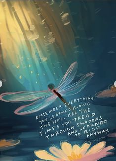 a painting of a dragon flying over water with a quote from the poem's creator