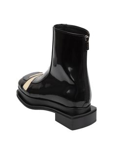 Editor's NotesSO.U:LESURES’s chelsea boots give casual and unique look with square toe style and shiny leather fabric.- Square toe style- Unique pattern in toe- Bold, oversized outsole- Zipper closure in back- Logo engraved in outsole and insole- Shiny leather fabricMeasurements(in.)- Size: KR220mm(US4) - KR300mm(US12)- Heel Height: 2.0in.- Fits true to the sizeComposition & Care- 100% Box Leather- Please check the care labelDesigner- by SO.U:LESURES Chelsea Boots Black, Black Chelsea Boots, Fabric Squares, Leather Fabric, Boots Black, Unique Patterns, Chelsea Boots, Chelsea, Heel Height