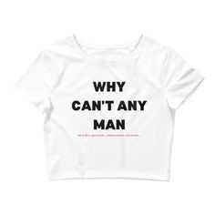 'Why Can't Any Man' Femininomenon Cropped Tee ABOUT ~Bella+Canvas Brand Shirt ~52% combed ring-spun cotton, 48% polyester ~Very lightweight and breathable SIZING ~XS/S and M/L ~Please refer to the sizing chart to find your perfect fit ~Lay your favorite shirt at home flat and measure armpit to armpit to compare to the size chart in photos WASHING INSTRUCTIONS ~Wash inside out in cold water on a gentle cycle ~Tumble dry low or air-dry ~Do no use bleach or fabric softener ~Avoid ironing SHIPPING & RETURNS ~Production may take 5-10 days ~Shipping is $5.00 and will be 1-5 days after production ~All of our shirts are custom-printed just for you so we do not accept returns or exchanges at this time Thank you for supporting my small business. If you have any questions before or after purchase ple Vanessa Core, Creepy Text, Chappell Roan, Boyfriend Goals, Badass Quotes, Cropped Tee, Tour Shirt, Branded Shirts, Fabric Softener