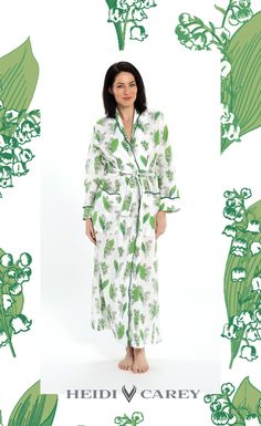 Shop my comfy and Stylish Hand screen print robe, 100% cotton. Discover my homewear collection. #HeidiCarey #KimonoRobes #PrintedRobes #Homewear #maternityrobe #bestgifts Elegant Spring Kimono For Home, Elegant Spring Loungewear Robe, Elegant Spring Home Robe, Elegant Spring Sleep Robe, Elegant Spring Vacation Robe, Spring Floral Print Loungewear Robe, Green Spring Loungewear Robe, Green Spring Robe For Loungewear, Elegant Green Spring Robe