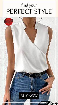 Classy Sleeveless Plain Top Trendy V-neck Summer Vest, Sleeveless Top For Spring, Chic Sleeveless Summer Vest, Trendy V-neck Vest Top, Summer Workwear Vest Tops, Trendy V-neck Top, Fitted Sleeveless Solid Color Blouse, Solid Color V-neck Vest Top, Summer Stretch Vest For Work