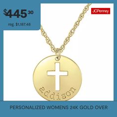 Features: PersonalizedJewelry Closure: Spring Ring ClaspLink Construction: SolidMetal Color: YellowChain Length: 18 InchChain Width: 1 MillimetersPendant Length: 16mmPendant Width: 16mmChain Construction: RopeCare: Wipe CleanMetal: 10k GoldNecklace Type: Pendant NecklacesAssembled in the US from Imported Materials Gold Cross Pendant Necklaces For Mother's Day, Gold Necklaces With Cross Pendant For Mother's Day, Name Pendant, Silver Cross, Spring Rings, Pendant Necklaces, Pendant Necklace, Ring, Pendant