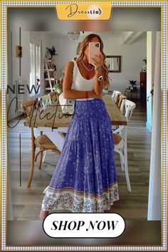 Plus Size Skirt Boho Style Floral Printed High Waist Skirt Holiday Beach Long Skirt Jupes Non-stretch Summer Skirt For Beach, Non-stretch Lined Skirt For Vacation, Non-stretch Skirt For Vacation, Non-stretch Vacation Skirt, Non-stretch Midi Skirt For Vacation, Lined Maxi Skirt For Vacation, Casual Vacation Flowy Skirt, Casual Midi Skirt For Vacation, Non-stretch Flared Maxi Skirt For Vacation