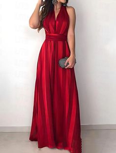 Women's Red Christmas Dress Party Dress New Year's Eve Dress Cocktail Dress Semi Formal Dress Long Dress Red Sleeveless Striped Print Summer Spring V Neck Party Party Spring Dress A-line Cocktail Dress For Christmas, Red A-line Dress For Prom Season, Red A-line Evening Dress For Prom Season, Red A-line Evening Dress For Party, Red A-line Christmas Dress, Elegant Red Sleeveless Dress For Party Season, Red Sleeveless Dress For Prom Season Party, Fitted Red Sleeveless Dress For Prom Season, Red Sleeveless Dress For Summer Party