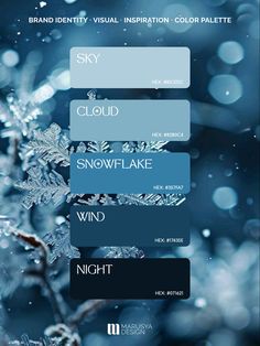 snowflakes are shown in shades of blue and gray, with the words sky cloud snowflake wind night