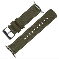 Army Green Canvas Apple Watch Band Strap Casual Adjustable Watch Accessories For Outdoor, Casual Adjustable Outdoor Watch Accessories, Casual Apple Watch Band With Bracelet Strap, Casual Watches With Adjustable Leather Strap, Green Casual Adjustable Apple Watch Band, Casual Green Adjustable Apple Watch Band, Casual Adjustable Green Apple Watch Band, Casual Watch Accessories With Adjustable Leather Strap, Casual Everyday Watch Accessories, Adjustable