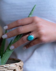 "Turquoise Ring ~ Sterling Silver 925 ~ Handmade ~ Statement ~ Hippie ~ Bohemian ~ Jewelry ~Gift For Her ~Gemstone ~December Birthstone 》D E T A I L S《 ✦ M E T A L : Sterling Silver 925 ✦ S T O N E : Turquoise ✦ B I R T H S T O N E : December 💎 In the past, the Turquoise used to be the stone of the kings and warriors. For that reason, nowadays this gem is known by providing protection against the evil and a symbol of strength and good luck. ✧ Please note natural gemstones are unique and may var Southwestern Turquoise Ring With Natural Stones, Turquoise Natural Stone Ring, Sterling Silver Turquoise Ring With Natural Stones, Bohemian Turquoise Gemstones In Sterling Silver, Turquoise Jewelry Stamped 925, Bohemian Oval Gemstone Jewelry, Turquoise Gemstone Ring As A Gift, Healing Sterling Silver Turquoise Ring, Gift Turquoise Gemstone Ring