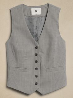 Siena Italian Wool Vest | Banana Republic Coat And Pants, Work Vest, Gray Vest, Tuxedo Women, Vests For Women, Tailored Suit, Wool Vest, Vest Coat, Suit Vest