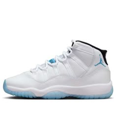 The iconic Air Jordan 11 "Columbia" is back for the holidays in 2024! Originally released in 1996 and worn by Michael Jordan himself, this sneaker is making a comeback with its classic white, legend blue, and black color scheme. Expect a high-cut design that stays true to the original Air Jordan 11, offering a nostalgic and stylish addition to your sneaker collection. Blue Jordan 11, White Jordan 11, Jordan 11 Columbia, Legend Blue 11, Jordan 11 Legend Blue, Original Air Jordans, Jordan Retro 11, Pretty Sneakers, Christmas Haul