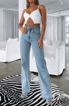 Long Way To Go Jeans Washed Blue | White Fox Boutique USA Bar Outfits, High Rise Straight Leg Jeans, Velvet Prom Dress, Nashville Outfits, Autumn Night, Perfect Denim, Silver Button, Going Out Outfits, Inspo Outfit