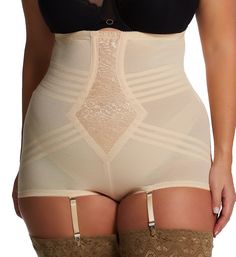 High waisted brief girdle helps smooth away bumps and ripples for a more streamlined silhouette. Exclusive contour bands shape your hips, waist, rear, and back. Includes with removable elastic garters. Great for everyday wear. Sheer powermesh has smooth surface to prevent clothes from sticking. High waisted styling helps smooth out bulges at natural waist and gives a "no show" look under clothing. Invisinet tummy tamer panel at center front panel is firm control nylon lace that helps shape and f Stretch Full Cup Shapewear, Elegant Full Cup Shapewear With Medium Bust Support, Elegant Short Length Beige Shapewear, Elegant Beige Short Length Shapewear, Elegant Beige Shapewear With Medium Bust Support, Elegant Beige Shaping Shapewear, White Fitted Shapewear Briefs, Elegant White Brief Shapewear, Elegant White Shapewear Briefs