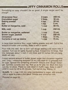 a recipe for cinnamon rolls with instructions on how to make them