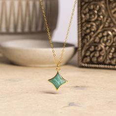 Amazonite Star Gold Necklace on 14k Gold Filled adjustable chain Necklaces Soul & Little Rose Fine Jewelry Star-shaped Gemstone, Elegant Star Of David Gemstone Necklace, Fine Jewelry Star Shaped Gemstone, Star Shaped Gemstone Fine Jewelry, Gold Star Of David Jewelry With Gemstone, Gold Star Of David Gemstone Jewelry, Star-shaped Gemstone Fine Jewelry, Spiritual Necklaces With Star Charm As Gift, Green Necklace With Star Charm For Gift