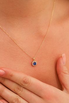 14K Gold Sapphire Necklace, Handmade Sapphire Pendant, 14K Solid Gold Engagement Necklace, Dainty initial Oval Sapphire Pendant, Summer Jewelry, 14K Gold Chain Necklace, Birthday Gift, Christmas Gift, Solid Gold Necklace, Valentine's Day Gift "Material: SOLİD GOLD (No Gold Filled Or No Gold Plated)" "KARAT: 14K (585) "Pendant Length: 11,9 MM "Pendant Width: 8,0 MM "Available Gold Color: (Yellow Gold, White Gold, Rose Gold) "The certificate will be sent with the product. "SAPPHIRE This is a vibrant navy blue colored lab sapphiresimulator, a very elegant and wearable necklace with excellent clarity and sparkle. The natural navy blue with the top color are mostly from the Colombian Muzo mine, with a huge price tag. But you can get the same look much cheaper with our lab stone. "Sapphire Neckl Single Gem Necklace, Gold Necklace Blue Stone, Dainty Sapphire Necklace, Blue Gold Necklace, Blue Sapphire Necklace Gold, Real Gold Necklace For Women, Sapphire Jewelry Stamped 14k For Gift, 14k Gold Sapphire Jewelry With Halo Setting, 14k Gold Pendant Necklace With Halo Setting