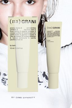 an advertisement for the brand grani with a woman's face next to it