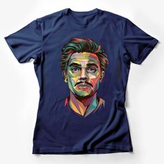 Colorful Abstract Portrait Graphic Tee, Unique Artistic Face Design, Stylish Casual Wear T-Shirt Female T-Shirt Custom graphic T-Shirt.Customize your color Artistic Multicolor Tops With Graphic Print, Artistic Printed Crew Neck T-shirt, Blue Crew Neck Top With Printing, Blue Printed Crew Neck Top, Artistic Multicolor Crew Neck Shirt, Artistic Multicolor Print Short Sleeve Top, Multicolor Short Sleeve Tops With Printing, Blue Crew Neck T-shirt, Pop Culture Style, Multicolor Pop Culture T-shirt With Character Print