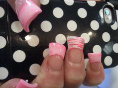 Pink Zebra Pink Curved Nails, French Duck Nails, Flare Acrylic Nails, Ugly Nails, Nails With White, Flare Nails, Zebra Nails, Curved Nails