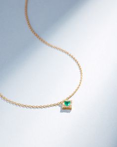 Suzanne Kalan Princess Mini Emerald Pendant in 18k yellow gold White Diamond Necklace, Diamonds Necklace, Princess Collection, Emerald Pendant, White Diamonds, Necklace Length, Princess Cut, Diamond White, Gold Pendant