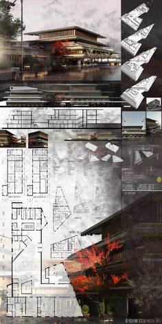 an architectural drawing shows the various sections of a building that are in different stages of construction