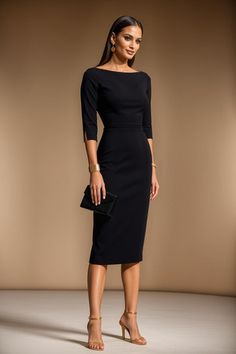 Classic Dresses For Women, Ginger Black, Ginger Dress, Fitted Sheath Dress, Ginger Rogers, Chanel Style, French Dress, Hugging Silhouette, Midi Sheath Dress