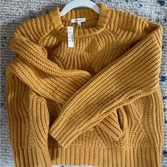 Madewell Sweater. Wool Blend. Mustard Color. New With Tags. Size Small. Fall Knit Cropped Sweater For Work, Casual Knitted Mustard Sweater, Casual Mustard Knitted Sweater, Yellow Winter Sweater For Workwear, Yellow Winter Sweater For Work, Casual Mustard Knit Sweater, Winter Mustard Knit Top, Yellow Knit Sweater For Fall, Mustard Knit Top For Winter