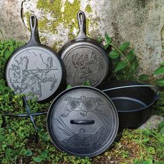 Cast Iron Cookware Lodge Wildlife Series 5pc Pan Set Cast Iron Set, Dutch Oven Camping, Cast Iron Cookware Set, Seasoning Cast Iron, Lodge Cast Iron, Iron Cookware, Cooking Set, Induction Cooktop, Cast Iron Cookware