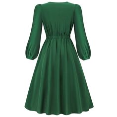 Green Bowknot Neckline A-line Elegant Midi Dress A-line Pleated Mini Dress, Solid Pleated A-line Mini Dress, Solid Color Knee-length Dresses With Pleated Waist, Solid Knee-length Dresses With Pleated Waist, Green A-line Midi Dress, Solid Pleated Mid-length Dress, Solid Mid-length Pleated Dress, Knee-length Fit And Flare Solid Color Dress, Green A-line Fit And Flare Midi Dress