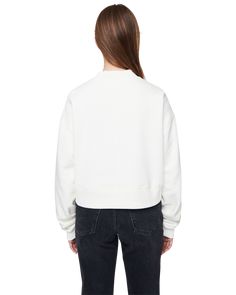 Less is more with our women's Mock Neck Sweatshirt in Off White. With its oversized and cropped fit, this sweatshirt is a contemporary take on athleisure style. It's ultra comfortable brushed Turkish cotton fabrication ensures a lightweight feel. Sporty Sweats With Relaxed Fit For Casual Wear, Sporty Relaxed Fit Sweats For Elevated Casual, Drop Shoulder Cropped Sweater For Loungewear, Oversized Cropped Sweater With Ribbed Cuffs, White Sporty Tops With Ribbed Waistband, White Relaxed Fit Cropped Sweater, White Cropped Relaxed Fit Sweater, Fall Cropped Sweatshirt With Ribbed Cuffs, White Cropped Cotton Sweatshirt