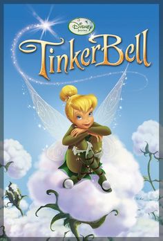 the tinker bell movie poster with an image of tinkerbell sitting on top of a