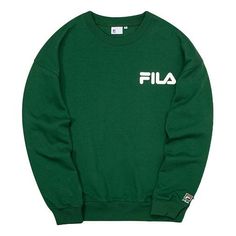 FILA FUSION Alphabet Logo Printing Sports Round Neck Pullover Unisex Green T11U038205F-GN (Couple) Alphabet Logo, Fila Sweatshirt, Green Hoodie, Stylish Sneakers, Perfect Pair, Hoodies Men, Alphabet, Round Neck, ? Logo