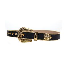 The black strap with gold studded rhinestone belt is a statement accessory that exudes sophistication and boldness The strap is crafted from sleek, black material, offering a sleek and versatile base that effortlessly complements a wide range of outfits. The black hue provides a timeless and classic look, while the smooth texture adds a touch of refinement to the overall design. Adorned with shimmering gold studded rhinestones, this belt truly steals the spotlight. The meticulously placed rhines Chic Party Belt With Gold Buckle, Luxury Black Chain Belt, Elegant Black Belt For Night Out, Chic Black Belt Buckles For Party, Chic Adjustable Belt Buckles For Party, Adjustable Black Belt For Night Out, Elegant Black Belt With Gold Buckle, Chic Black Chain Belt With Removable Feature, Luxury Black Chain Belt For Evening