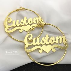 "Custom Hoop Earring-Name Earrings-Personalized Name Hoop Earring-Name Hoop Earring-Christmas Gift for Women Girls ♥- Material: Made of high-quality Stainless Steel ♥-Hoop size: 3cm,4cm,5cm,6cm,7cm,8cm,9cm,10cm ♥-Set color: 14/18k gold, silver, rose gold -About shipping and delivery: ♥ All items purchased will be shipped in 7-14business days. ♥ Standard shipping time7-10 working days. (USPS) ♥ Priority shipping 3-5 working days. (FEDX) ✿ WE PROMISE: √ Free Engravings √ Free Gift Box or package ✿ Gold Hoop Heart Earrings For Party, Gold Heart Hoop Earrings For Party, Valentine's Day Party Hoop Earrings, Small Hoop Earrings For Valentine's Day With Pierced Ears, Hoop Earrings For Valentine's Day Party, Valentine's Day Small Hoop Earrings For Pierced Ears, Valentine's Day Hoop Earrings For Party, Personalized Hoop Earrings For Valentine's Day, Party Hoop Heart Earrings For Pierced Ears