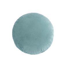 a round blue pillow on a white background