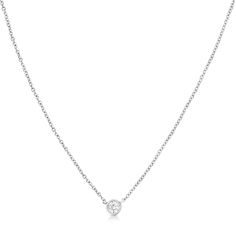 Some things shouldn't be reinvented, which is why we created the solitaire diamond necklace. This understated yet dazzling diamond-forward piece the perfect way to highlight every big occasion, transition, and personal achievement in your life. This exquisitely simple design features a single, brilliant-cut diamond in a solid 10K gold bezel setting, set on a 16 to 18 inch adjustable cable chain that is sure to complement any neckline perfectly. This is sure to become an everyday favorite; your f Minimalist White Gold Necklace With Lab Grown Diamonds, Minimalist Solitaire Necklace With Lab Grown Diamond, Minimalist Solitaire Necklace With Lab-grown Diamond, Minimalist Diamond White Platinum Diamond Necklace, Minimalist Single Diamond Necklace With Lab Grown Diamond, Minimalist Lab Grown Diamond Necklace With Single Diamond, Minimalist Diamond White Platinum Necklace, Platinum Solitaire Necklace With Bezel Setting, White Gold Birthstone Necklace With Single Cut Diamonds