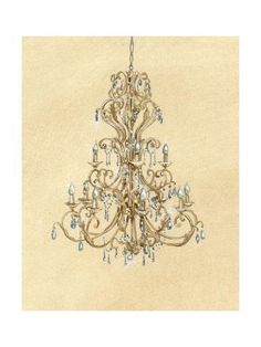 a drawing of a chandelier hanging from a ceiling