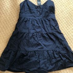 Navy Blue Dress From Hollister! Never Worn Still Has Tags On It Navy Mini Dress For Summer, Navy Knee-length Mini Dress For Summer, Casual Navy Mini Dress Knee-length, Navy Fitted Cotton Mini Dress, Navy Mini Dress For Beach, Navy Cotton Mini Length Dresses, Casual Navy Mini Dress, Navy Casual Lined Dress, Casual Navy Lined Dress