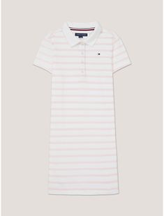 Tommy Hilfiger girls' dress.  Material: 97% Regenerative Cotton, 3% Elastane. Tommy Hilfiger Pink Spring Dresses, White Cotton Tommy Hilfiger Dress, White Polo Dress For Spring, Tommy Hilfiger Cotton Short Sleeve Dress, Tommy Hilfiger Cotton Summer Dresses, Tommy Hilfiger Short Sleeve Summer Dress, Tommy Hilfiger Summer Dress With Short Sleeves, White Tommy Hilfiger Summer Dress, Spring White Tommy Hilfiger Dress