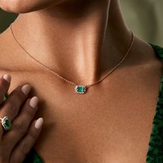 This necklace speaks for itself. #Fashion #Romance #AffiliateLink #Jewelry #Romance #Love Genuine Emerald Necklace, Emerald And Gold Necklace, Emerald Necklace Simple, Sapphire Necklace Simple, Gold Necklace Emerald, Emerald Gold Necklace, Green Emerald Jewelry, Emerald Jewelry Necklace, Emerald Diamond Necklace